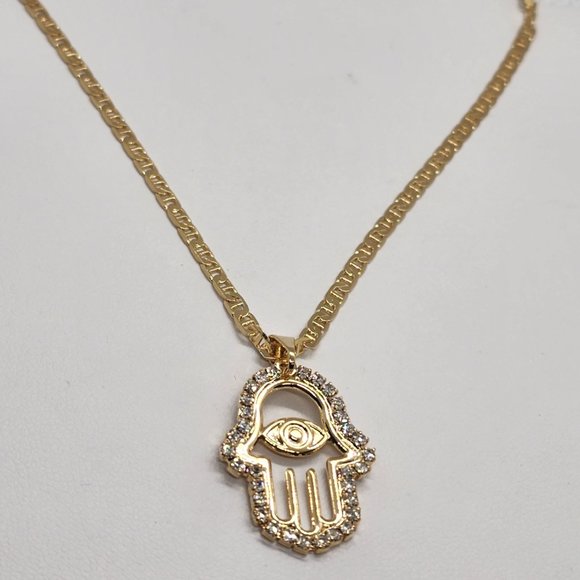 Brand New  Brazilian 18k Gold Filled Hamsa  Necklace - Picture 3 of 4